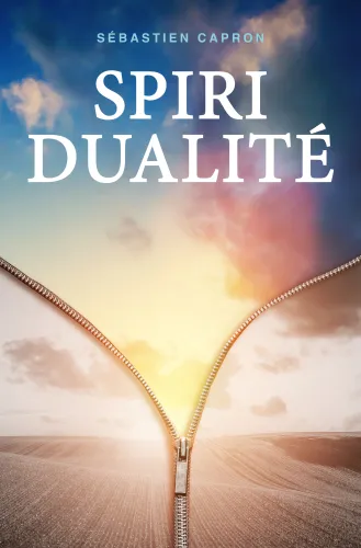 Couverture du livre Spiridualité de Sébastien Capron : un ciel d’aube qui s’ouvre comme une fermeture éclair sur un champ